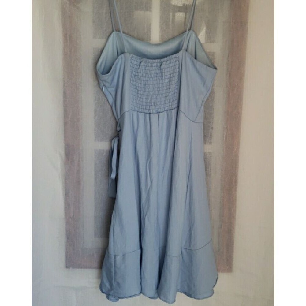 Altar’d State Women's M Light Blue Dawson Dress Ruffle Hem Side Tie Wrap Y2K 90s - Picture 6 of 13